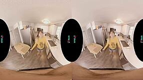 Pamela Morrison bends over in the kitchen, begging for your doggystyle fucking with her small natural tits on display