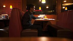 Indian Guy Eats American Breakfast Outdoors in Public.