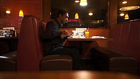Indian Guy Eats American Breakfast Outdoors in Public.