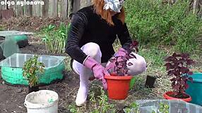 Check my girlfriend’s upskirt while she plants flowers today