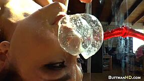 extreme throat session with toys and dildo on her ass