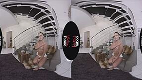 Watch this shaved brunette masturbate in taboo pov!