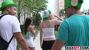 Slutty teens unleash hardcore lesbian group sex on St. Patty's Day