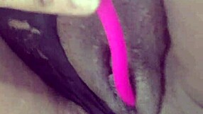 Ebony Babe Fingers Pussy in Public Restroom