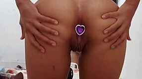 Intense masturbation with plug and dildo squirting