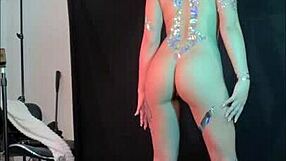 Intense orgasm from oral with photographer in body tape