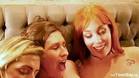 Blonde girls engage in raw lesbian action with intense kissing and touching