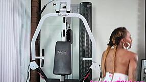 Ebony Tgirl Teases Cock Post-Workout