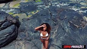 Brunette Slut Dances On Beach