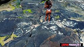 Brunette Slut Dances On Beach