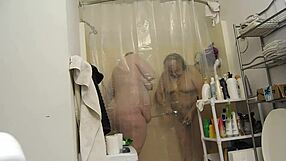 Couple enjoys relaxing shower time together