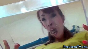 A shy bushy Asian teen 18+ was caught URINATING in a public spot. Her nervous glances made the voyeur scene even hotter.