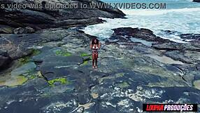 Brunette Slut Dances On Beach