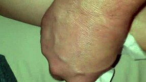 Wife poses with substance on legs