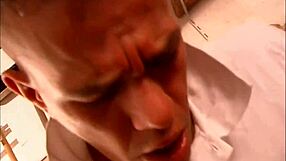 Blonde bombshell gets hardcore blowjob in wild threesome!