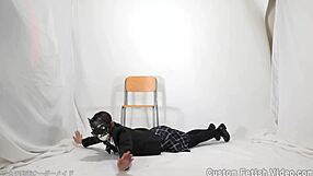 Girl excitedly plays with balloons