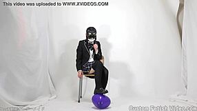 Girl excitedly plays with balloons