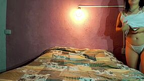 Latina teen plays intensely on webcam after stepdad leaves