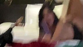 Asian boss fucks hot woman in lingerie with big tits and cock