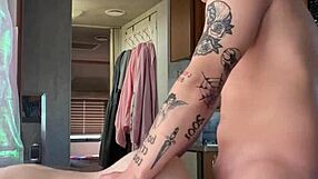 Hot college guy cheats while his girl is away, fucking his life-size toy hard.