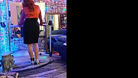 Hotwife Steffi Dances Dirty With Dildo In Satin, Teasing Her Redhead Pussy!