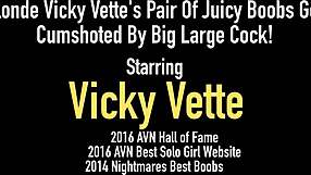 Blonde Vicky Vette's juicy boobs cumshot by big cock