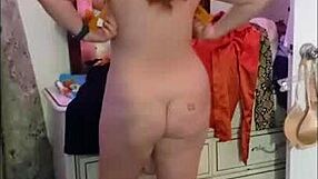 Hotwife Steffi Dances Dirty With Dildo In Satin, Teasing Her Redhead Pussy!