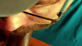 in the hotel room, he eagerly takes his partner's cum facial