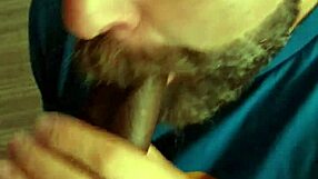 in the hotel room, he eagerly takes his partner's cum facial