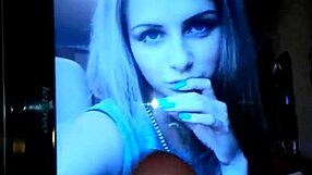 Beautiful girl jerks off passionately