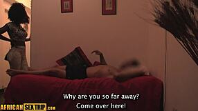 Boldly Grab And Fuck Afro-Haired Ebony Slut's Thick Lips