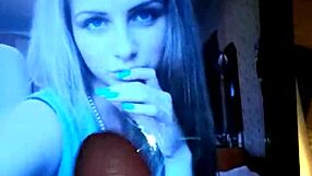 Beautiful girl jerks off passionately