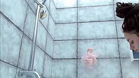 Girl Plays Teasingly in the Bathroom