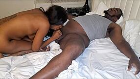 Philly hood chick gives blowjob to mac daddy pimpin with monster cock