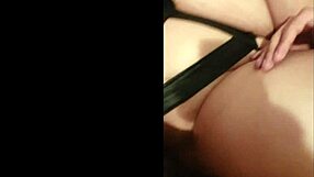 wife in leather dress gets cumshot inside