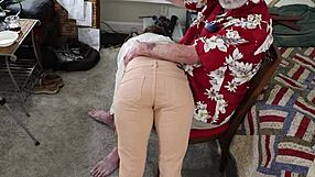 I'm a petite MILF getting OTK spanking and paddling while bound