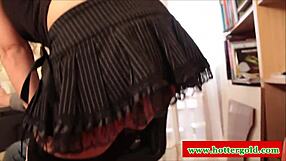 Horny Latina Babe in Stockings Seduces Brunette Colleague with Heels and Lingerie