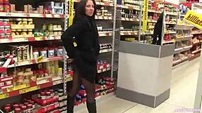 Woman inserts anal plug in supermarket