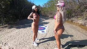 Two Naughty Chicks Pocahontas and Lolah Vibe Banging on Brazilian Beach