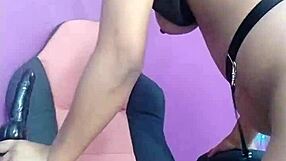 Riding Dildo with Intense Masturbation