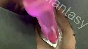Ebony Babe Uses Dildo for Creamy Pussy Masturbation