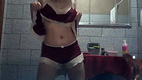 Brazilian brunette takes hard anal pounding in steamy bathroom creampie scene