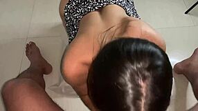 Petite Latina blowjob and doggystyle fucking while moving