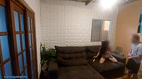 Curvy Latina Squirts in Doggystyle Blowjob