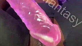 Ebony Babe Uses Dildo for Creamy Pussy Masturbation
