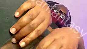 Ebony Babe Uses Dildo for Creamy Pussy Masturbation