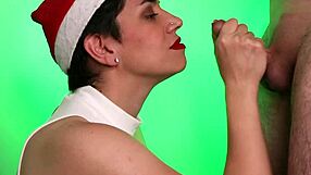 Merry Xmas 2021 with Brunette Blowjob and Facial Comic Fun. Christmas Gets Wild with Amateur CFNM Action.