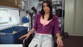 blonde tempts black interviewer on sofa