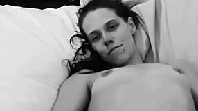 Amateur couple transitions from solo to intimate play