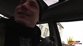 Blind date bends tattooed redhead with big tits behind building